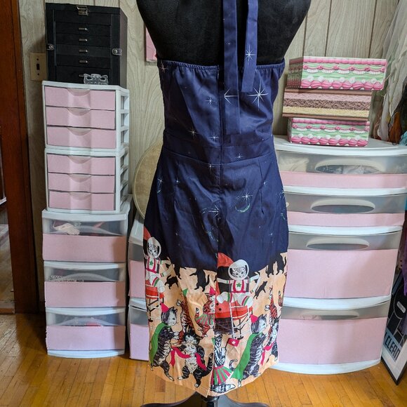 NWT--Lindy Bop Space Cats Halter Dress - Picture 4 of 8